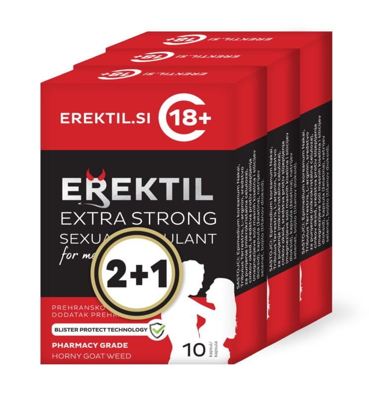 Erektil Extra Strong, 10 kapsul (Paket 2+1 GRATIS)